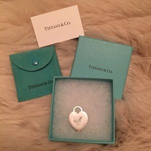 Tiffany & Co.- Sterling Heart Charm - Engraved “A”